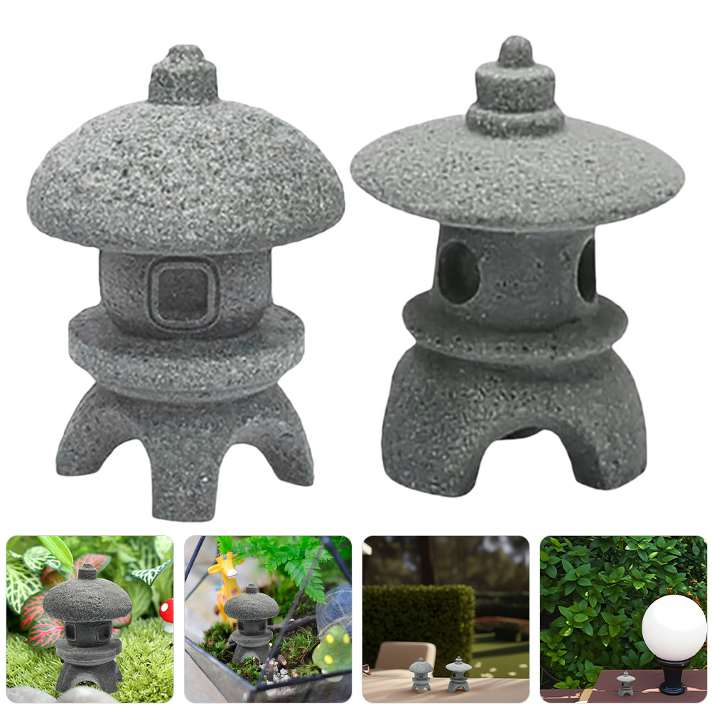 Bonsai Zen Garden Set - 2Pcs Realistic Japanese Stone Pagoda Set