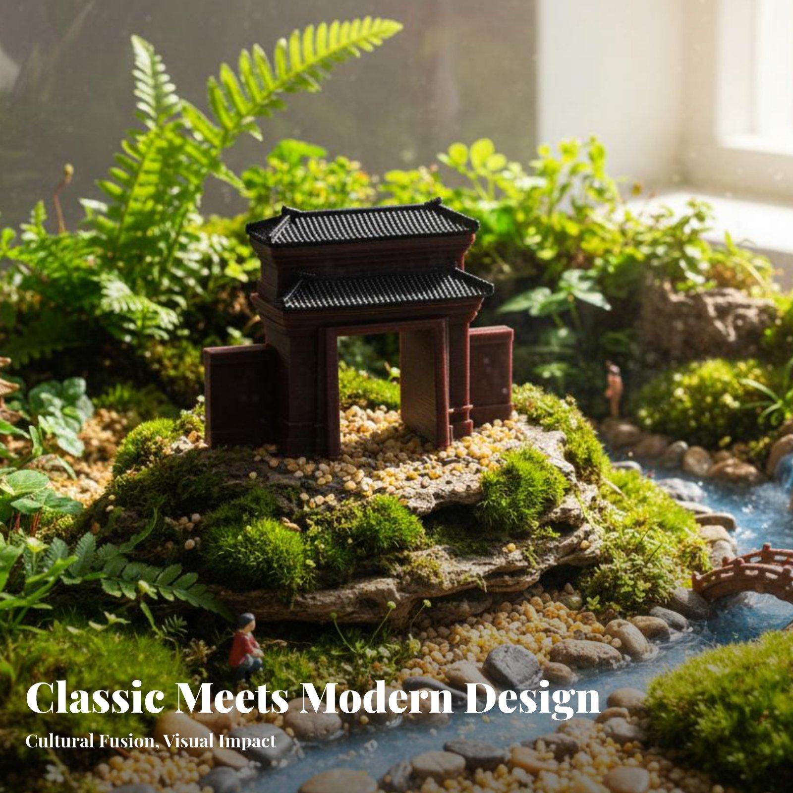 Bonsai Garden Display - Handcrafted Resin House Figurine for Bonsai
