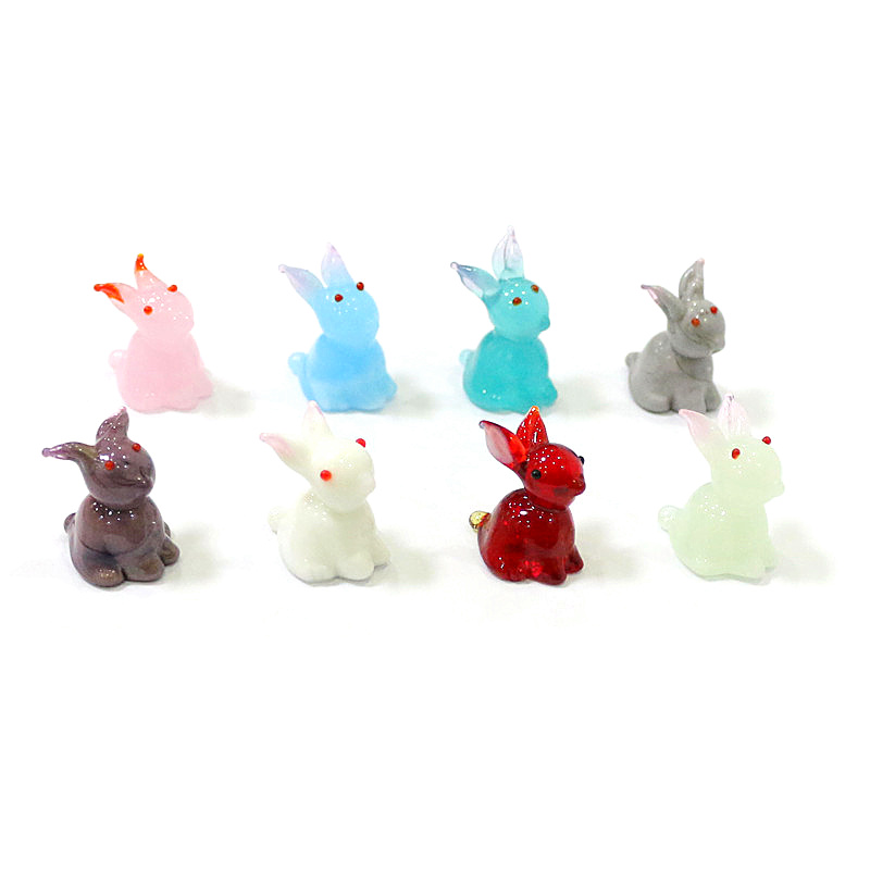 Bonsai Garden Indoor - 2pcs Mini Glass Bunny Figurine Cute